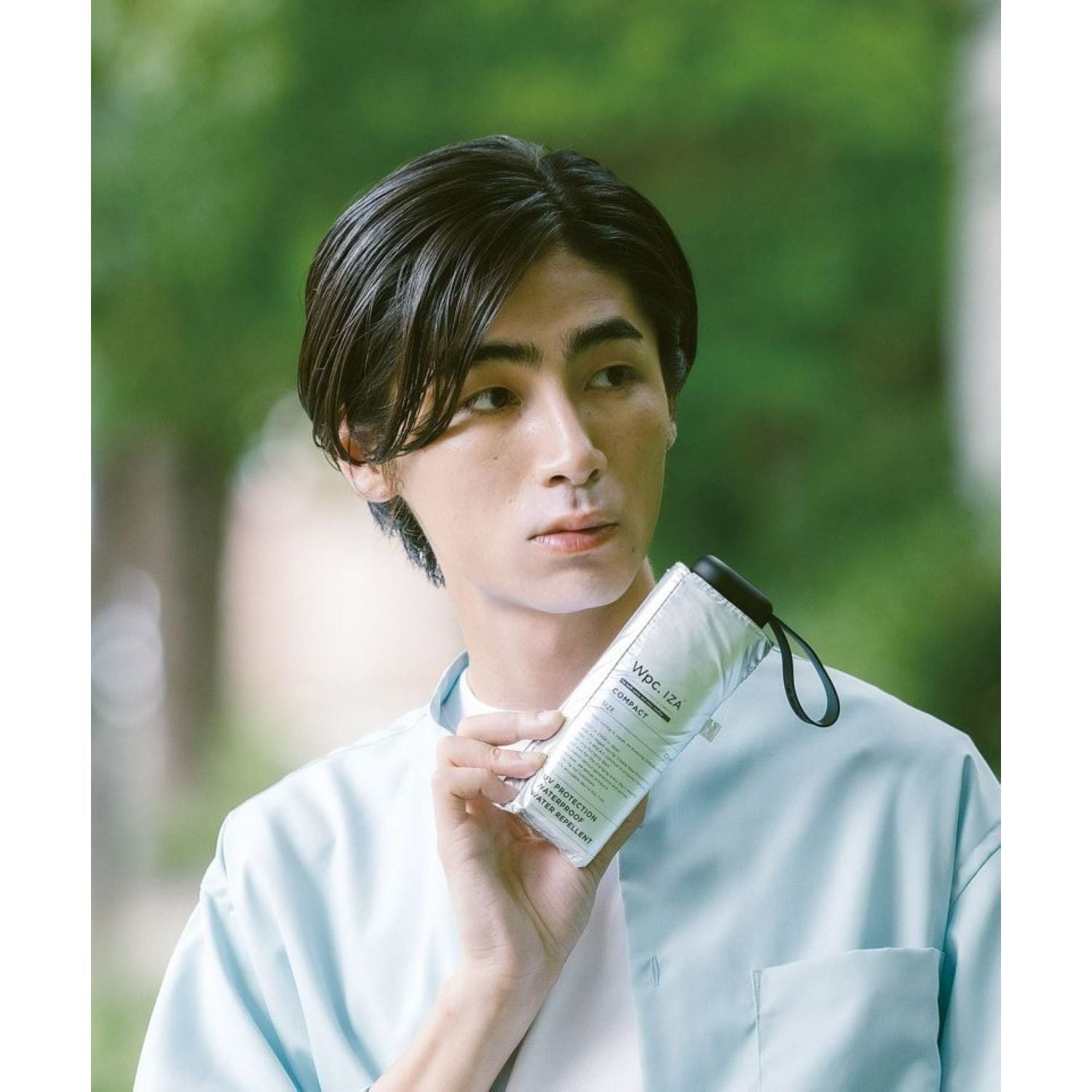 WPC IZA Compact (2025) UV Protection UPF 50+ Umbrella 53cm (Light Grey X Off White)