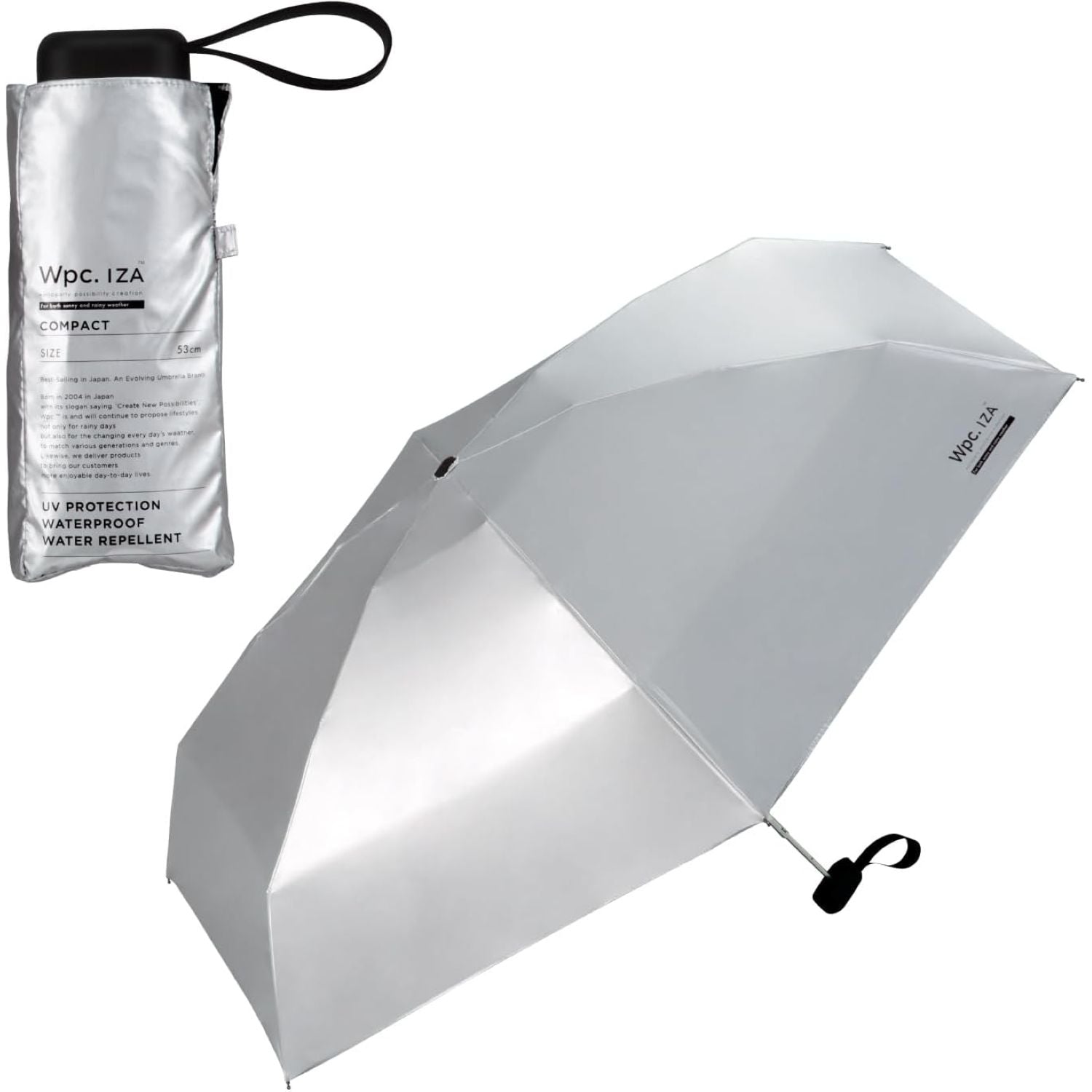 WPC IZA Compact (2025) UV Protection Upf 50+ Umbrella 53cm (Silver)