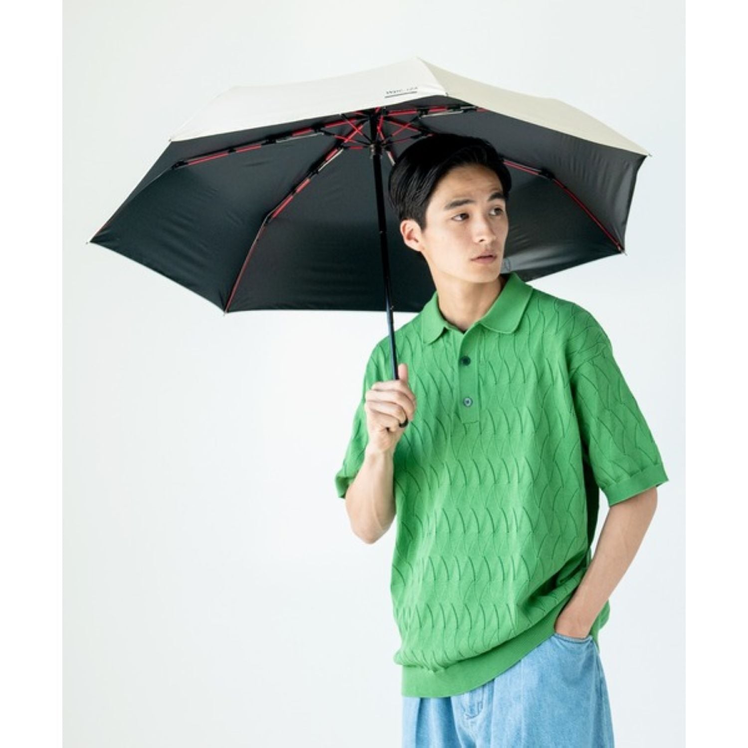 WPC IZA Wind Resistance (2025) UV Protection Upf 50+ Men'S Umbrella 55cm (Off White)