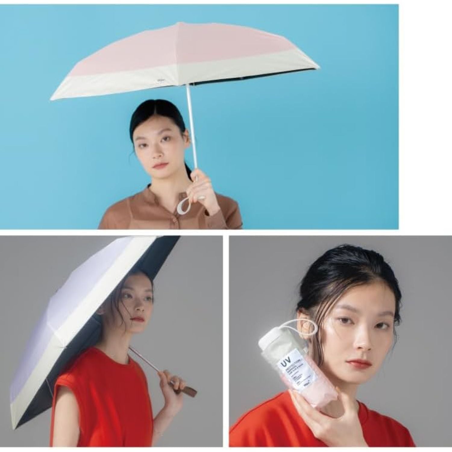 WPC Patchwork Tiny (2025) UV Protection Upf 50+ Umbrella 47cm (Black)