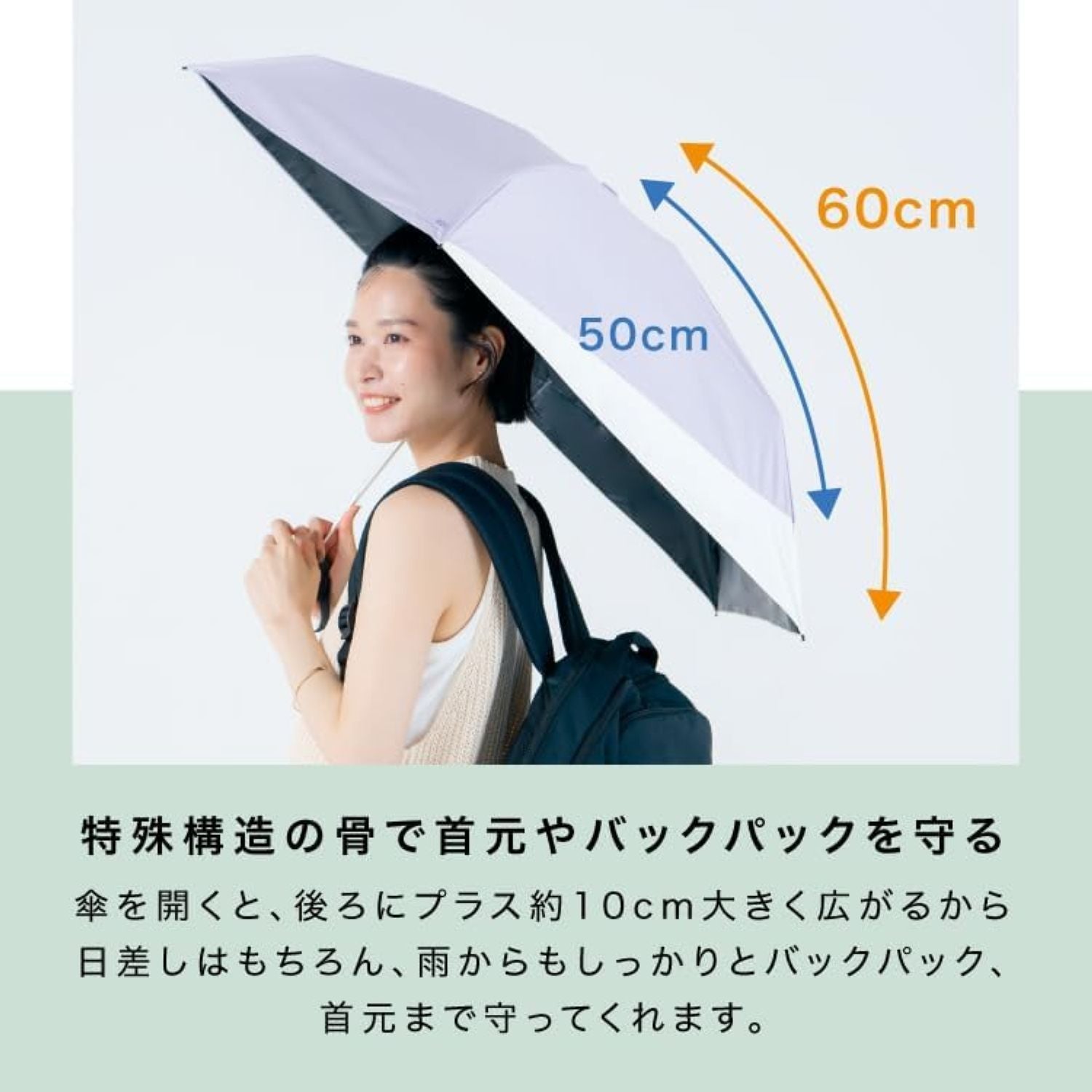 WPC Tiny Back Protect UV Protection Water Repellent Folding Umbrella 50cm (Black X Black)